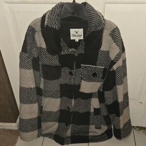 White Mark Black and Gray Checkered Jacket